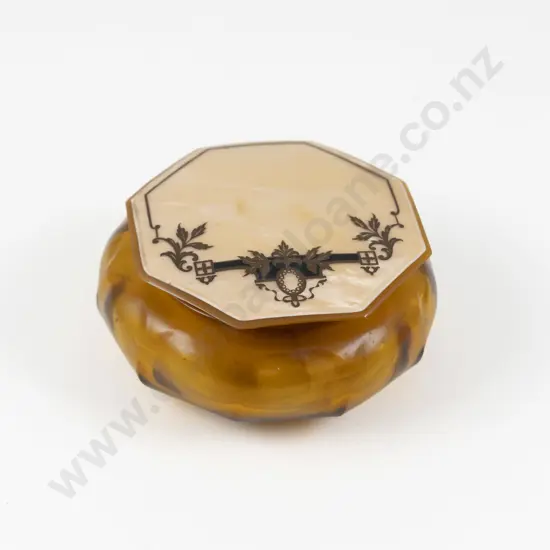 Art Deco Amber Glass Dressing Table Powder Jar