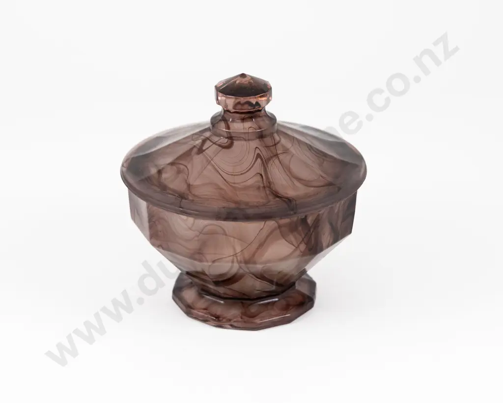 Art Deco Purple 'Cloud Glass' Dressing Table Powder Jar Image 1++