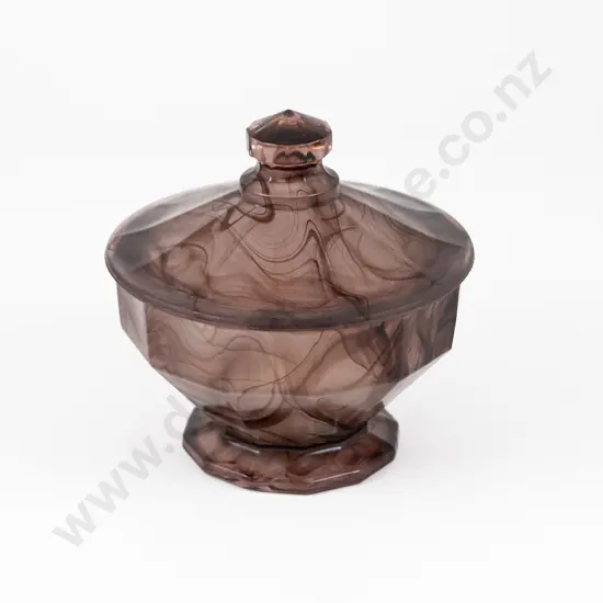 Art Deco Purple 'Cloud Glass' Dressing Table Powder Jar