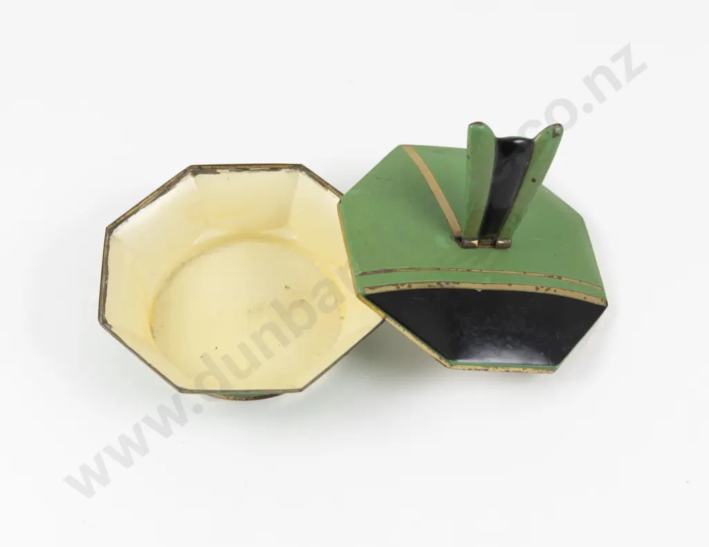 Art Deco Octagonal Enamel Dressing Table Powder Vanity Box Image 1++