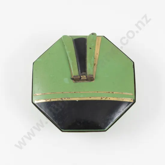 Art Deco Octagonal Enamel Dressing Table Powder Vanity Box