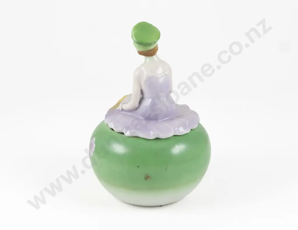 Art Deco German Porcelain Flapper Dressing Table Powder Box Image 1++