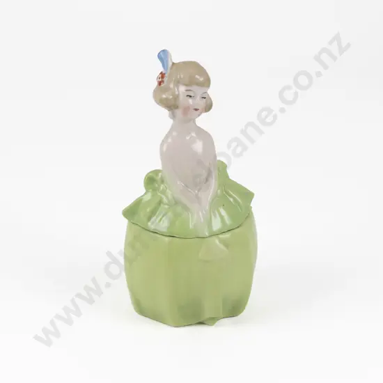 Art Deco German Porcelain Figural Dressing Table Powder Box