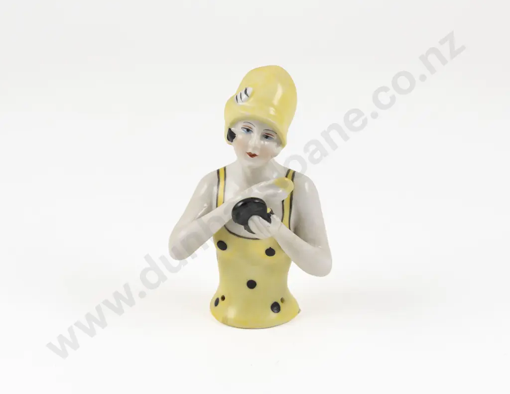 Art Deco German Porcelain Flapper Powder Box Lid Image 1++