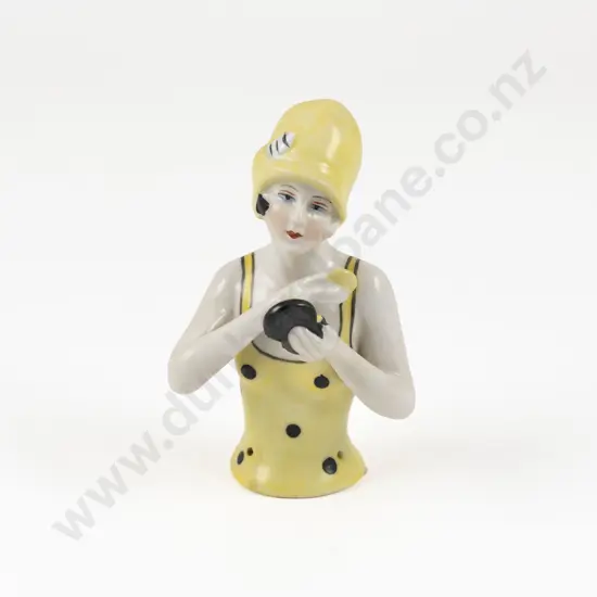 Art Deco German Porcelain Flapper Powder Box Lid