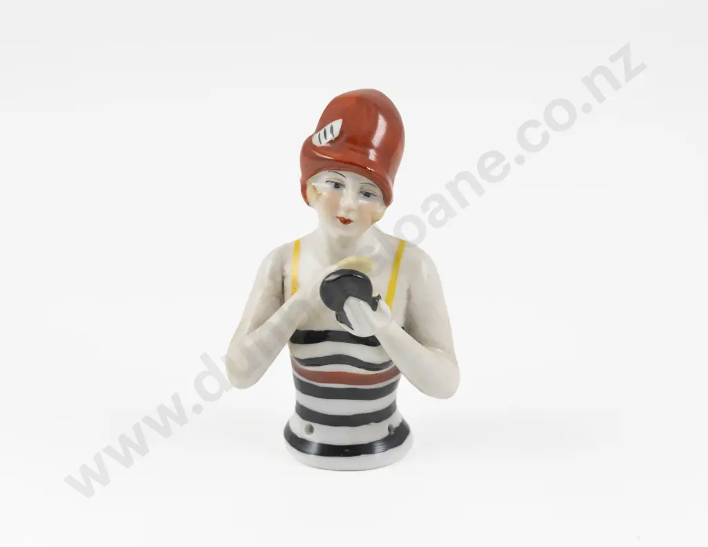 Art Deco German Porcelain Flapper Powder Box Lid Image 1++