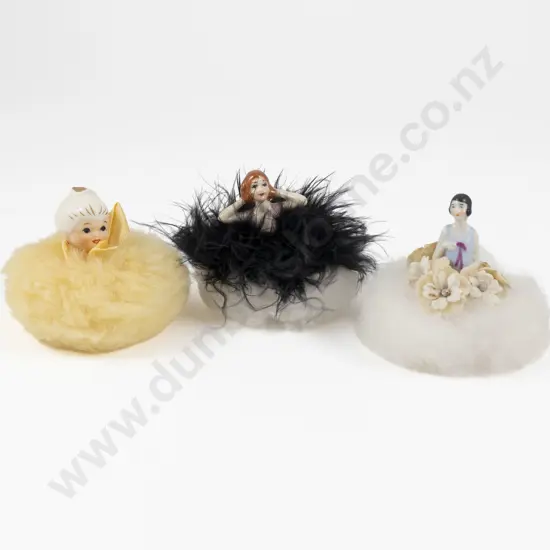 Three Art Deco Half Doll Powder Puffs
