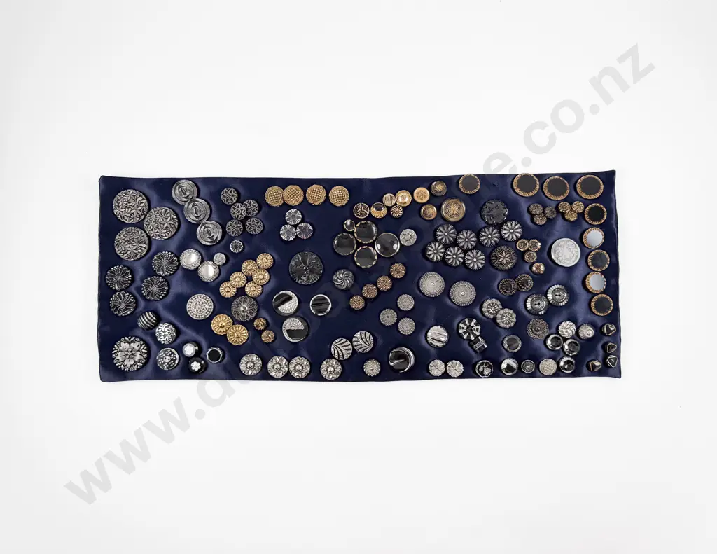 Collection Victorian Black Glass Buttons approximate 200 Image 1++
