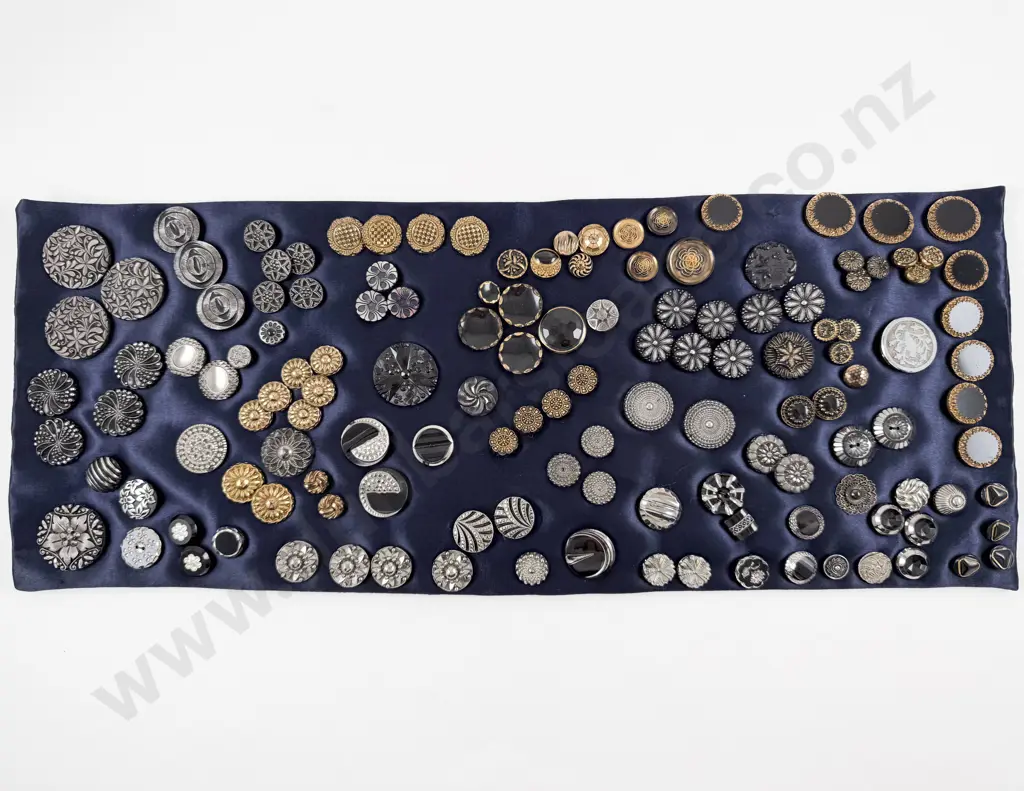 Collection Victorian Black Glass Buttons approximate 200 Image 1++