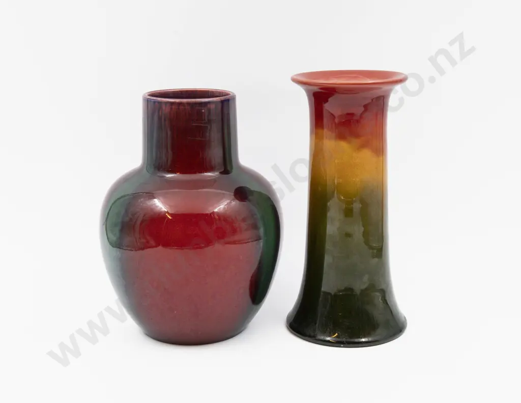 Two Bretby Polychrome Glaze Vases - Tallest 22.5cm H Image 1++