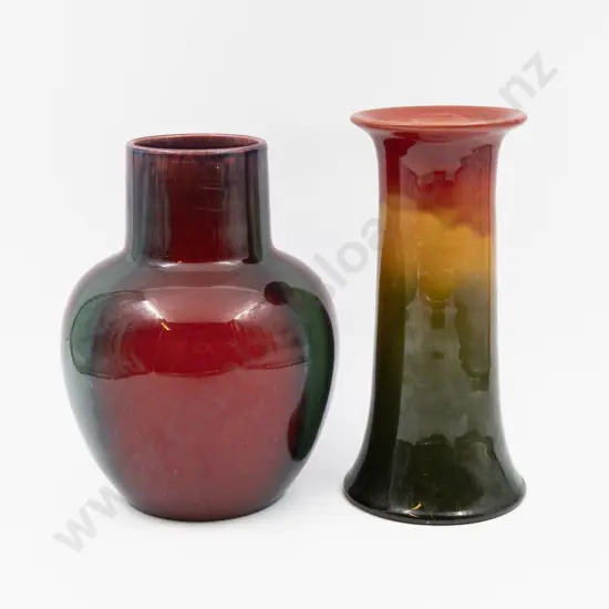 Two Bretby Polychrome Glaze Vases - Tallest 22.5cm H