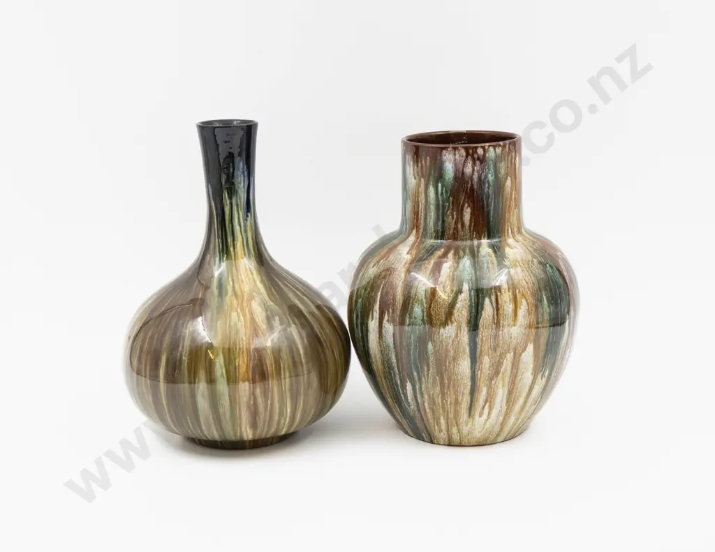 Two Bretby Drip Glaze Vases - Tallest 22cm H Image 1++