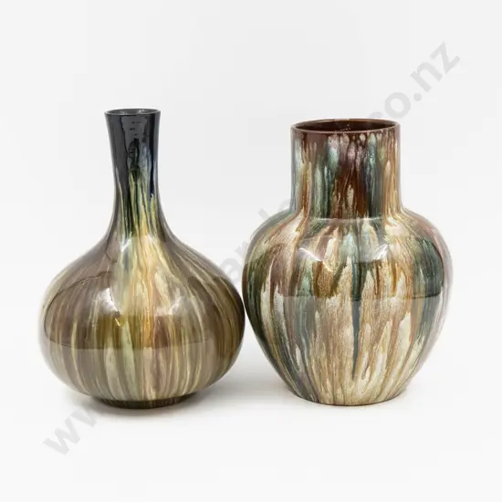 Two Bretby Drip Glaze Vases - Tallest 22cm H