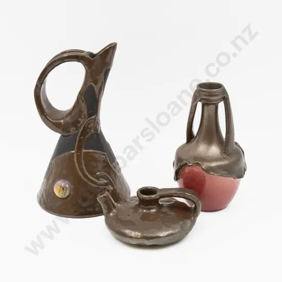Bretby Ewer Vase & Squat Jug - Tallest 20.5cm H