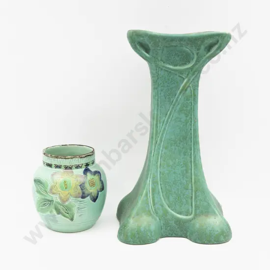 Large Bretby Mantel Vase & Hand Thrown Bretby Floral Decorated Vase 35cm & 14.5cm H