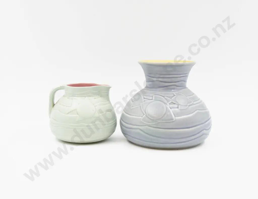 Bretby Jug & Vase With Moulded Fish Decorations Tallest 16cm H Image 1++