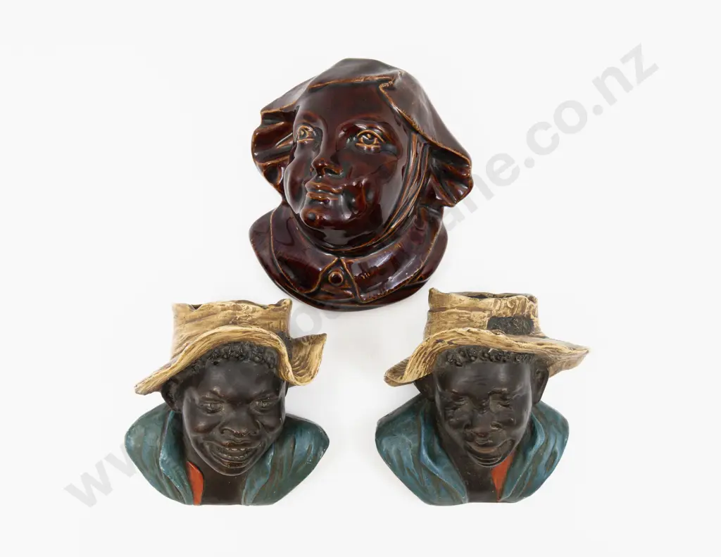 Three Bretby Figural Wall Pockets Largest 13cm H Image 1++