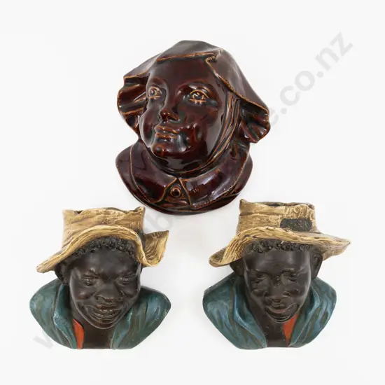 Three Bretby Figural Wall Pockets Largest 13cm H