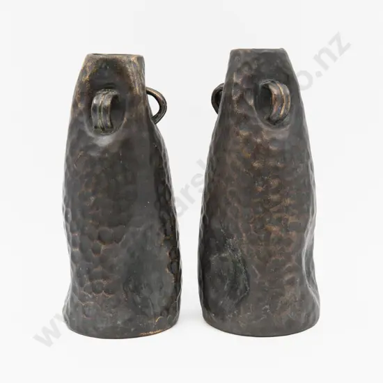 Pair Bretby Tapered Tree Handled Vases 27cm H
