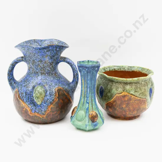 Two Bretby Vases & Planter Tallest 20.5cm H