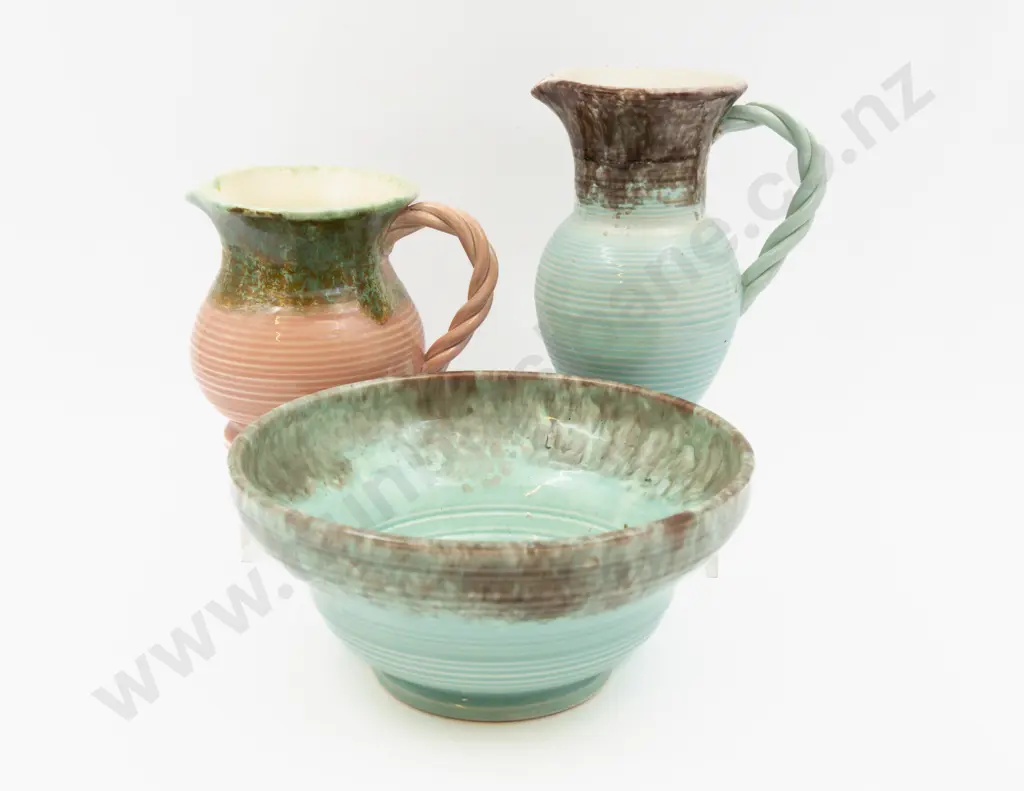 Two Bretby Hand Made Jugs & Bowl Image 1++