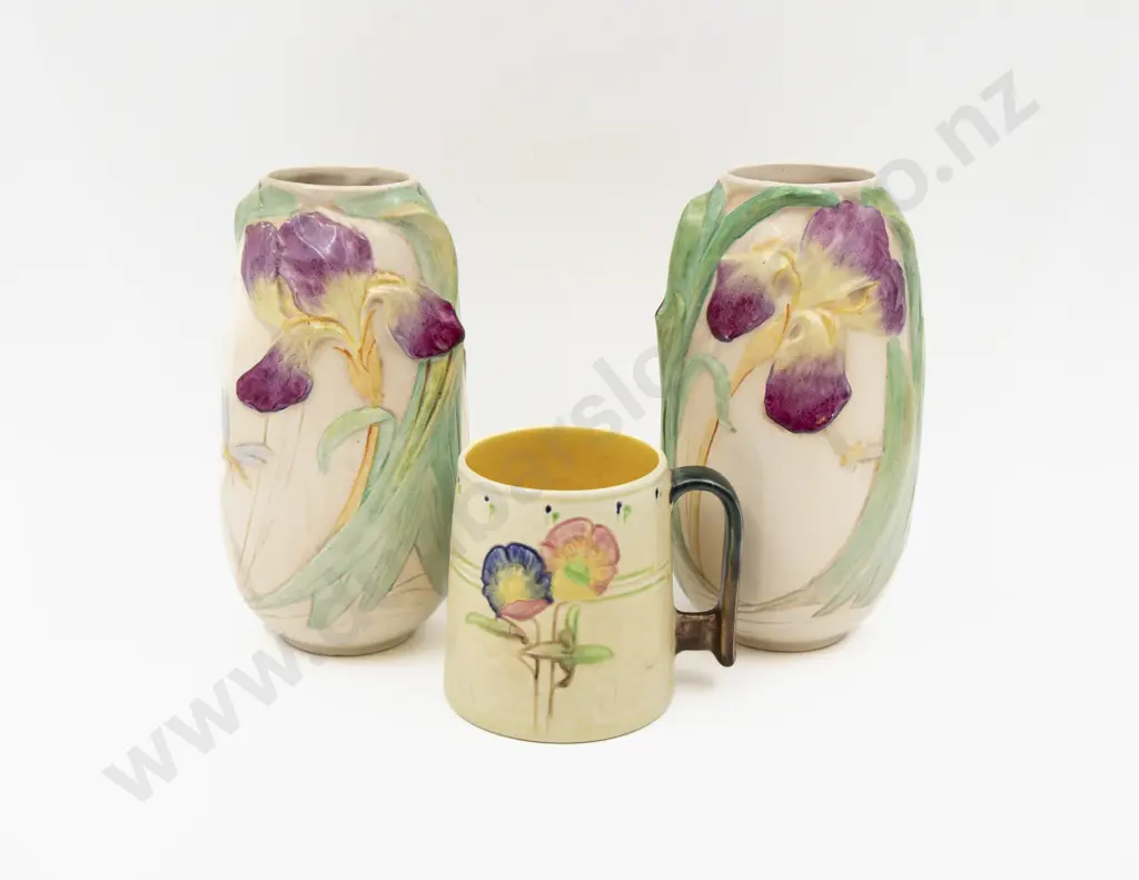 Pair Bretby Vases 22cm H & Mug Image 1++