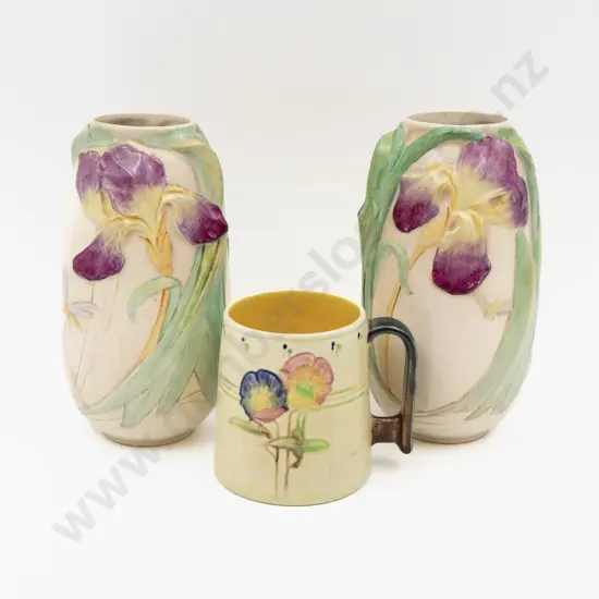 Pair Bretby Vases 22cm H & Mug