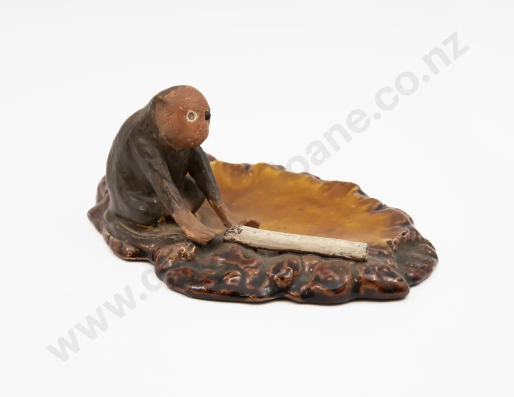 Bretby Relief Decorated Trough 22cm Dia & Figural Ashtray (a/f) Image 1++