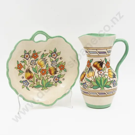 Charlotte Rhead Water Jug 24cm H & Bowl 25cm L