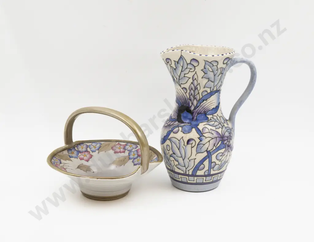 Charlotte Rhead Jug 23.5cm H & Basket Image 1++