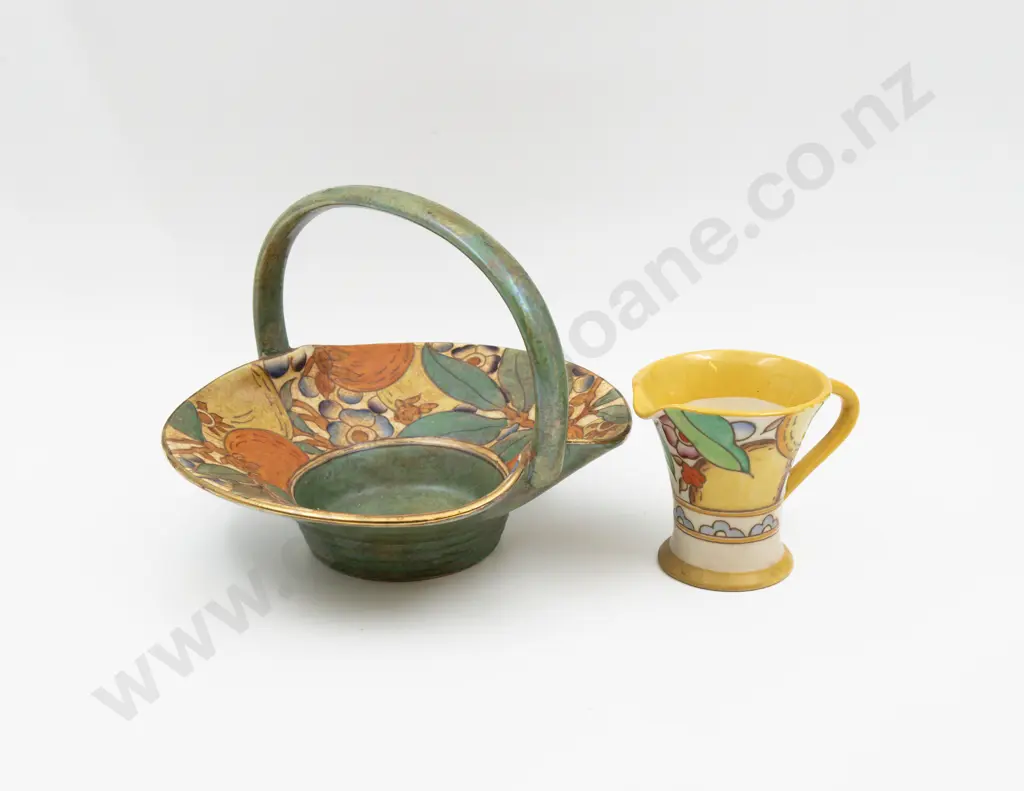Charlotte Rhead Basket 24cm W & Milk Jug Image 1++