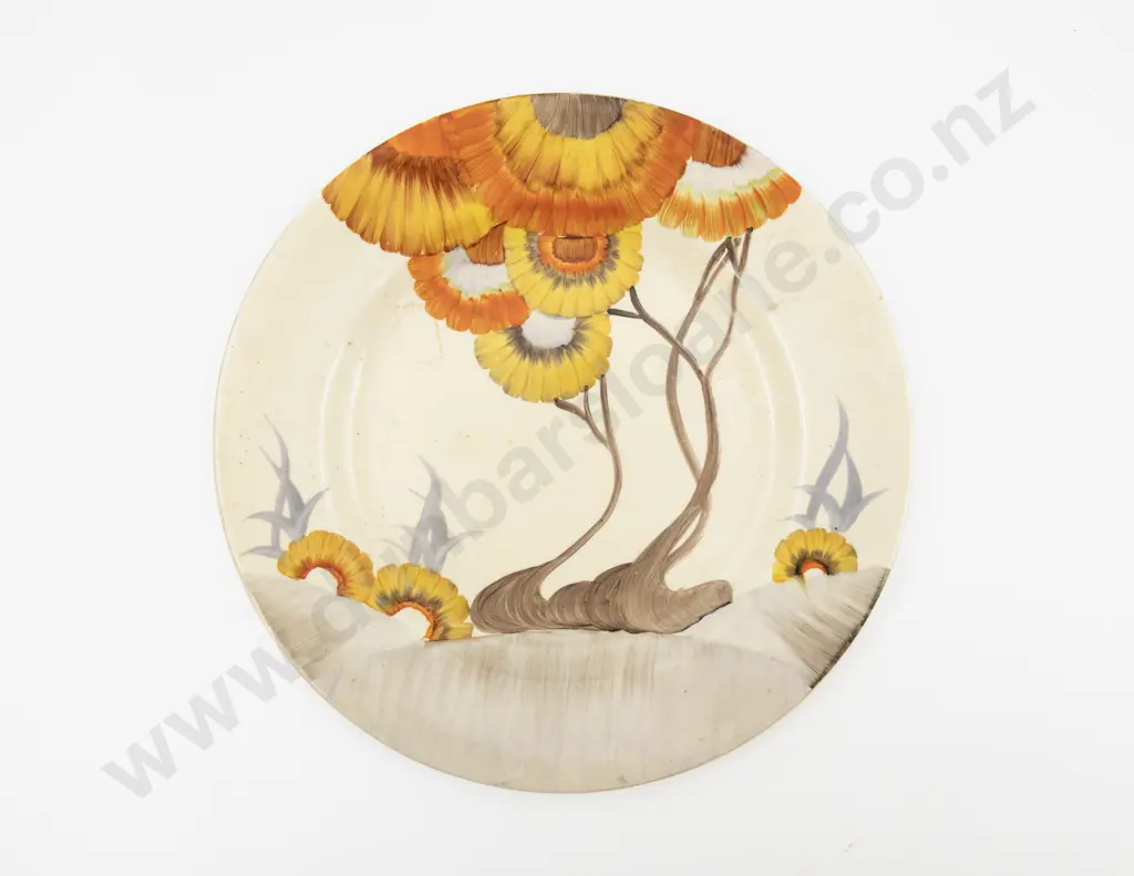 Clarice Cliff Bizarre Hand Painted 'Rhodanthe' Pattern Plate 25.5cm Dia Image 1++