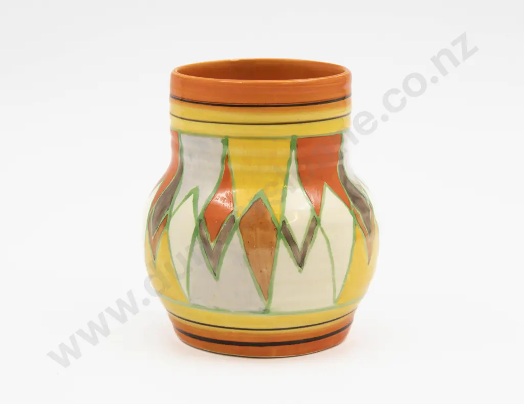 Clarice Cliff Hand Painted 'Sungold' Pattern Vase 12cm H Image 1++