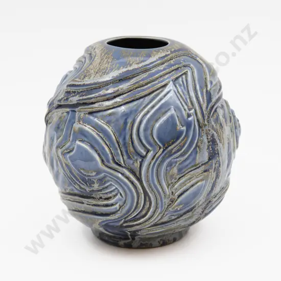 Clarice Cliff Wilkinson Pottery Hand Carved Spherical Vase 1932 16cm H