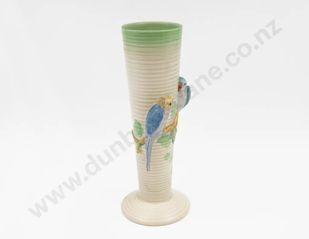 Clarice Cliff Tapering Footed Vase With Budgerigar Decoration 32cm H Image 1++