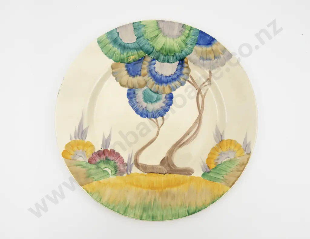 Clarice Cliff Bizarre Hand Painted 'Viscaria' Pattern Plate 25.6cm Dia Image 1++