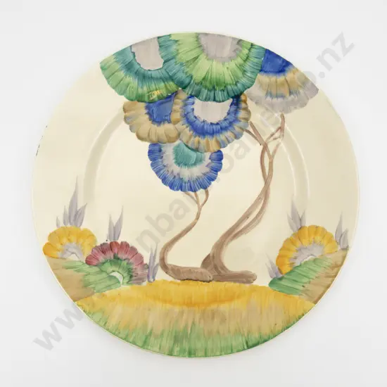 Clarice Cliff Bizarre Hand Painted 'Viscaria' Pattern Plate 25.6cm Dia