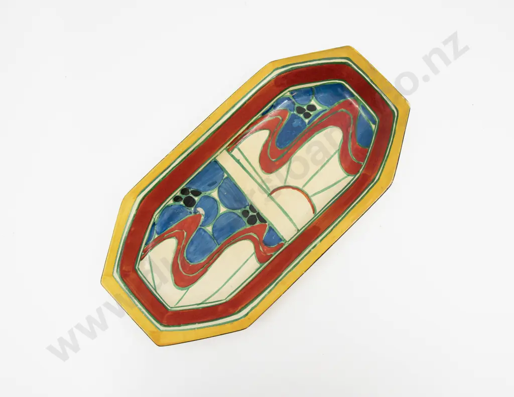 Clarice Cliff Bizarre Hand Painted 'Fantasque' Sandwich Plate 29.5cm L Image 1++
