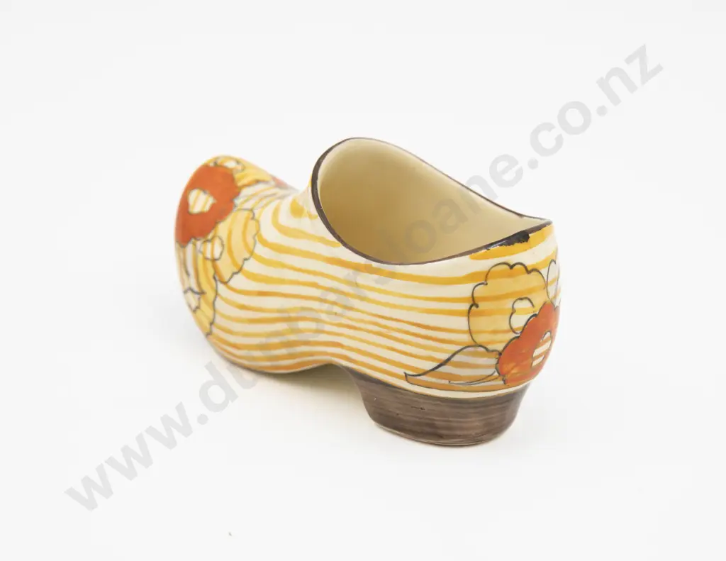 Clarice Cliff Bizarre Hand Painted 'Capri' Pattern Clog Ornament 11.5cm L Image 1++