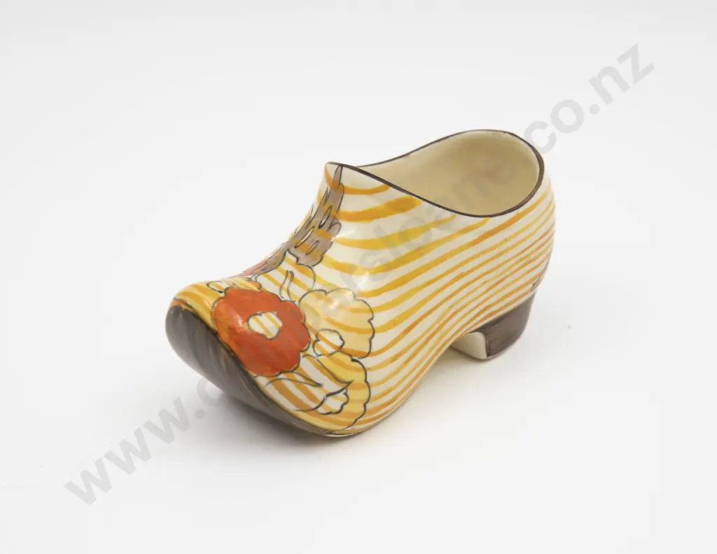 Clarice Cliff Bizarre Hand Painted 'Capri' Pattern Clog Ornament 11.5cm L Image 1++