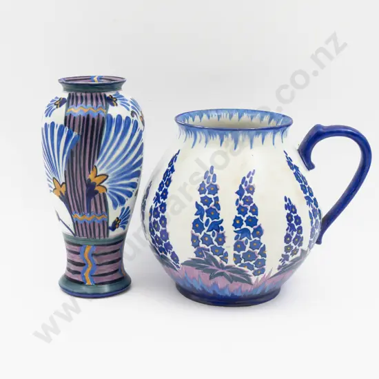 Two Carlton Ware Hand-Painted Vases Tallest 20.5cm H