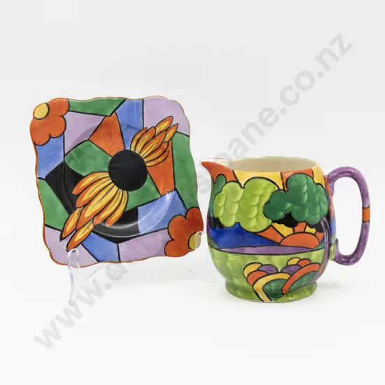 Grimwades Hand-Painted "Delhi" Pattern Jug 11cm H & "Madras" Pattern Plate