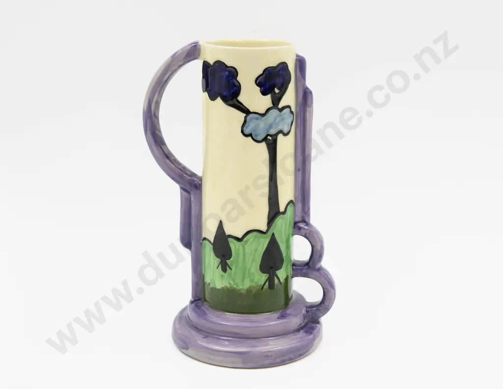 Crown Devon Art Deco Tube Lined Handled Vase 21cm H Image 1++
