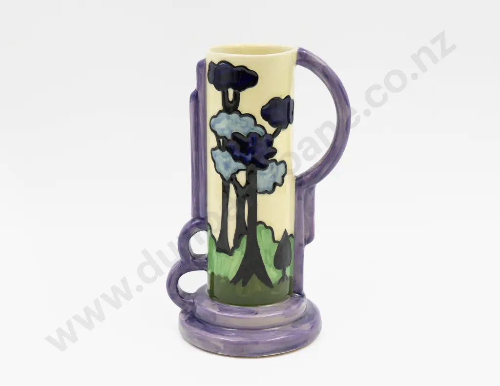Crown Devon Art Deco Tube Lined Handled Vase 21cm H Image 1++