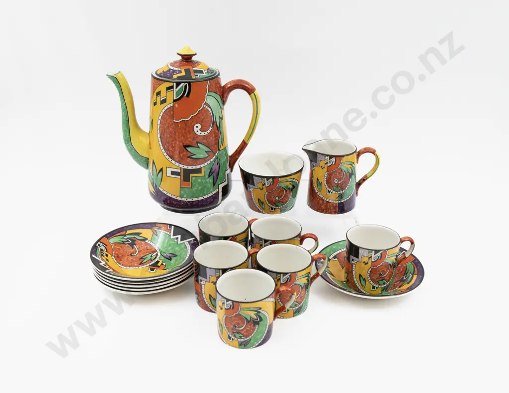 Art Deco English 15pce Demitasse Coffee Service Image 1++