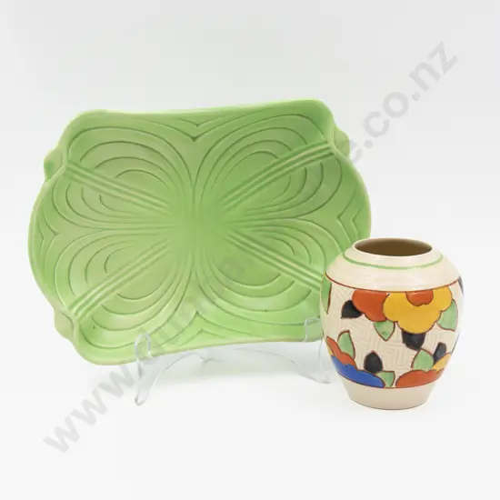 Royal Doulton Art Deco Hand-Coloured Posy Pot  & Moulded Serving Dish 11cm H & 24cm L