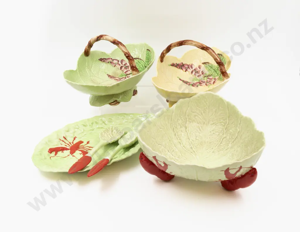 Carlton Ware Two Foxglove Baskets Lobster Dish Salad Bowl with Servers Image 1++