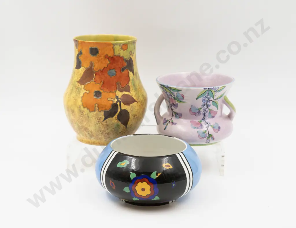 Three Assorted Carlton Ware Vases with 16cm H 11.5cm Dia 10cm Dia Image 1++