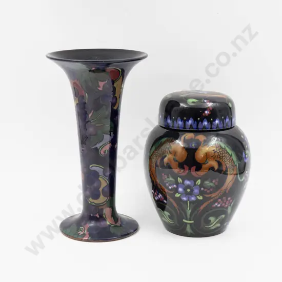 Royal Stanley Ware "Jacobean" Pattern Ginger Jar & Flared Vase 19.5cm H & 25cm H
