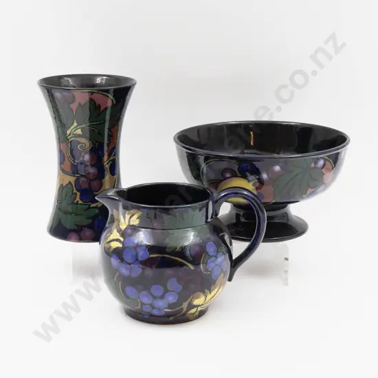 Royal Stanley Ware "Jacobean" Pattern Jug Footed Bowl & Spill Vase 13cm H 19.5cm Dia & 17cm H